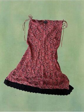 Floral Pink skirt with Black Lace Trim